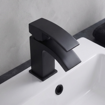 Prestige Fiuto Nero Basin Mixer Tap with Click Clack Waste - Black | Product Image