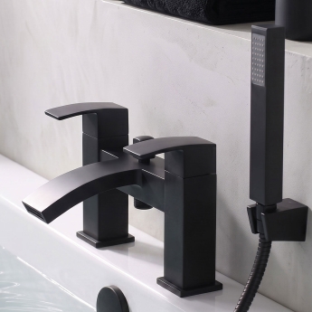 Prestige Fiuto Nero Bath Shower Mixer Tap Pillar Mounted - Black | Product Image