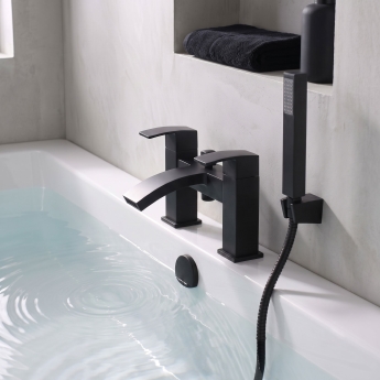 Prestige Fiuto Nero Bath Shower Mixer Tap Pillar Mounted - Black | Product Image