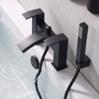 Prestige Fiuto Nero Bath Shower Mixer Tap Pillar Mounted - Black | Product Image