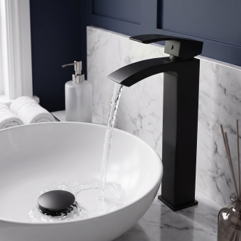 Prestige Fiuto Nero Tall Mono Basin Mixer Tap - Matt Black | Product Image