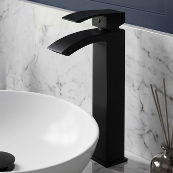 Prestige Fiuto Nero Tall Mono Basin Mixer Tap - Matt Black | Product Image