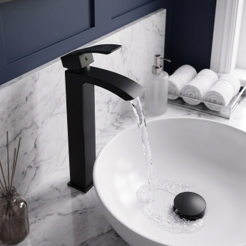 Prestige Fiuto Nero Tall Mono Basin Mixer Tap - Matt Black | Product Image