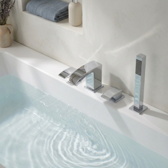 Prestige Flair 4 Hole Bath Shower Mixer Tap with Shower Kit Chrome | Product Image