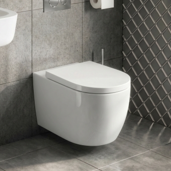 Prestige Genoa Round Rimless Wall Hung Toilet (inc Soft Close Seat) | Product Image