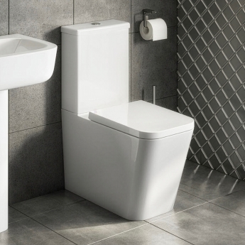 Prestige Genoa Square Rimless Fully Back to Wall Close Coupled Toilet (inc Soft Close Seat) | Product Image