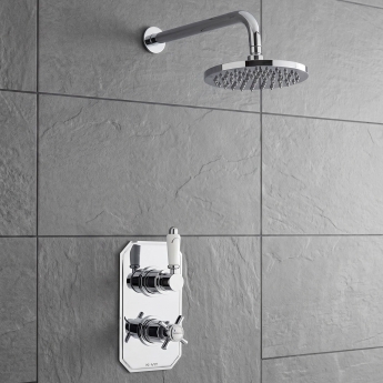 Prestige Klassique Option 2 Thermostatic Concealed Shower Valve with Fixed Shower Head and Arm - Chrome | Product Image