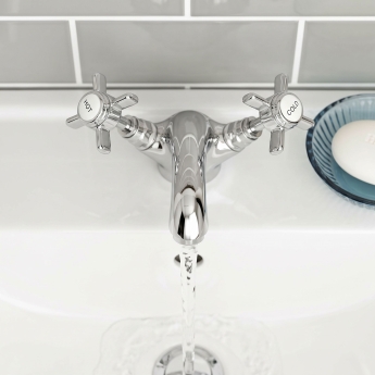 Prestige Klassique Mono Basin Mixer Tap with Click Waste Dual Handle - Chrome | Product Image