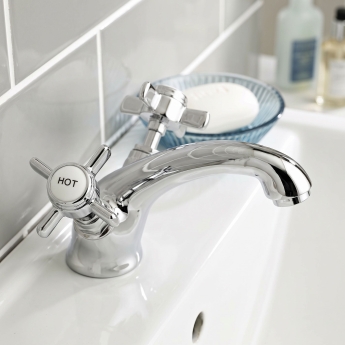 Prestige Klassique Mono Basin Mixer Tap with Click Waste Dual Handle - Chrome | Product Image