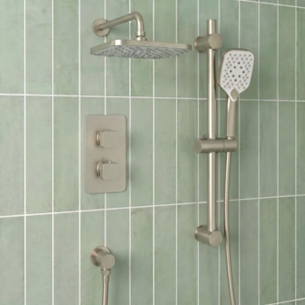 Prestige Kolt Thermostatic Concealed Shower Valve with Adjustable Slide Rail Kit and Fixed Head - Brushed Nickel | Product Image