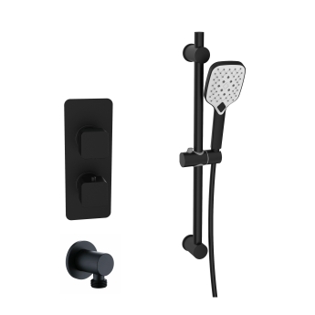 Prestige Kolt Thermostatic Concealed Shower Valve with Adjustable Slide Rail Kit - Matt Black | Product Image