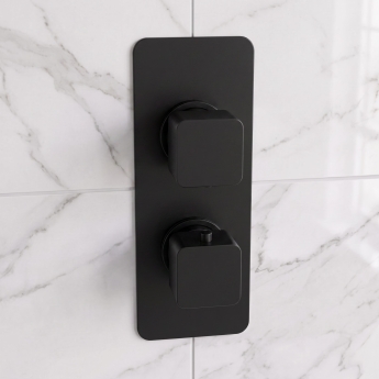 Prestige Kolt Thermostatic Concealed Shower Valve with Adjustable Slide Rail Kit - Matt Black | Product Image