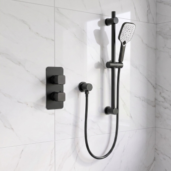 Prestige Kolt Thermostatic Concealed Shower Valve with Adjustable Slide Rail Kit - Matt Black | Product Image