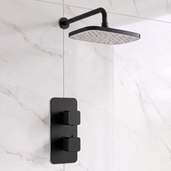 Prestige Kolt Thermostatic Concealed Shower Valve with Fixed Shower Head and Arm - Matt Black | Product Image