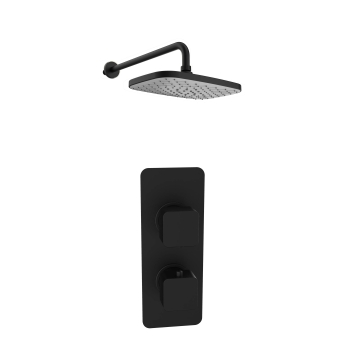 Prestige Kolt Thermostatic Concealed Shower Valve with Fixed Shower Head and Arm - Matt Black | Product Image