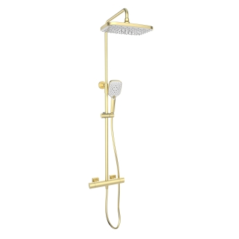 Prestige Kolt Thermostatic Bar Mixer Shower with Shower Kit and Fixed Head - Brushed Brass | Product Image