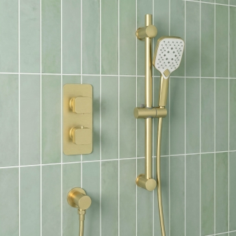 Prestige Kolt Thermostatic Concealed Shower Valve with Adjustable Slide Rail Kit - Brushed Brass | Product Image
