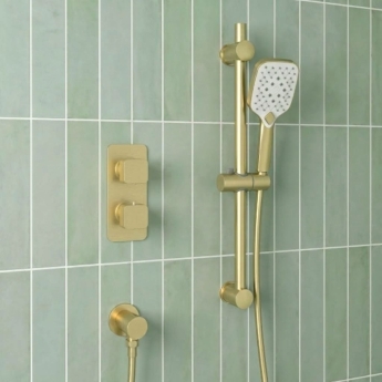 Prestige Kolt Thermostatic Concealed Shower Valve with Adjustable Slide Rail Kit - Brushed Brass | Product Image