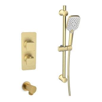 Prestige Kolt Thermostatic Concealed Shower Valve with Adjustable Slide Rail Kit - Brushed Brass | Product Image