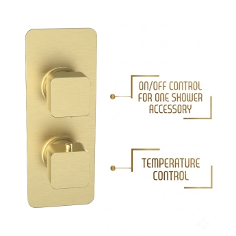 Prestige Kolt Thermostatic Concealed Shower Valve with Fixed Shower Head and Arm - Brushed Brass | Product Image