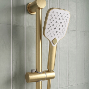 Prestige Kolt Thermostatic Concealed Shower Valve with Adjustable Slide Rail Kit - Brushed Brass | Product Image
