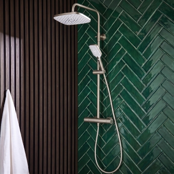 Prestige Kolt Thermostatic Bar Mixer Shower with Shower Kit and Fixed Head - Brushed Nickel | Product Image