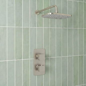 Prestige Kolt Thermostatic Concealed Shower Valve with Fixed Shower Head and Arm - Brushed Nickel | Product Image