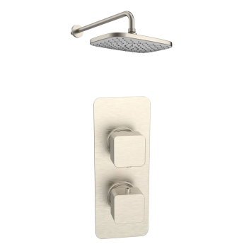 Prestige Kolt Thermostatic Concealed Shower Valve with Fixed Shower Head and Arm - Brushed Nickel | Product Image