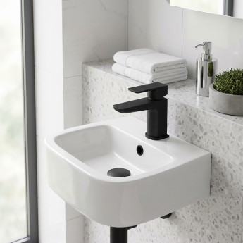 Prestige Kolt Mini Mono Basin Mixer Tap with Click Waste - Matt Black | Product Image