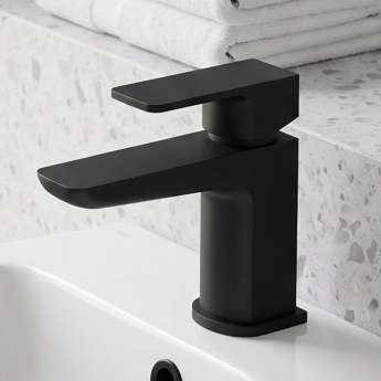 Prestige Kolt Mini Mono Basin Mixer Tap with Click Waste - Matt Black | Product Image