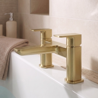 Prestige Kolt Bath Filler Tap Pillar Mounted - Brushed Brass | Product Image