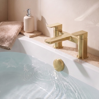 Prestige Kolt Bath Filler Tap Pillar Mounted - Brushed Brass | Product Image