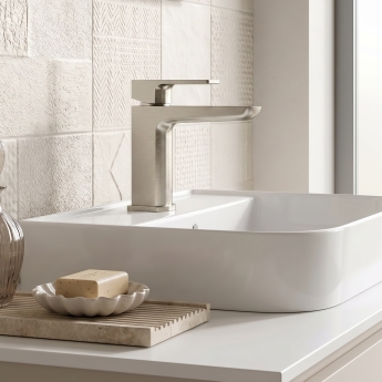 Prestige Kolt Mono Basin Mixer Tap with Click Waste - Brushed Nickel | Product Image