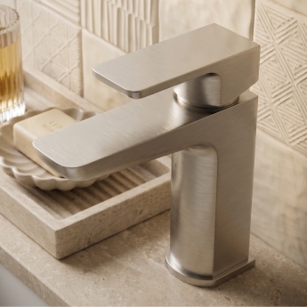 Prestige Kolt Mono Basin Mixer Tap with Click Waste - Brushed Nickel | Product Image