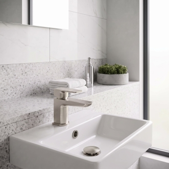 Prestige Kolt Mini Mono Basin Mixer Tap with Click Waste - Brushed Nickel | Product Image