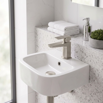 Prestige Kolt Mini Mono Basin Mixer Tap with Click Waste - Brushed Nickel | Product Image