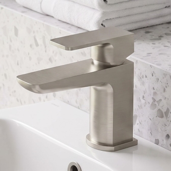Prestige Kolt Mini Mono Basin Mixer Tap with Click Waste - Brushed Nickel | Product Image
