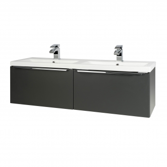 Prestige Kore Wall Mounted 2-Drawer Vanity Unit with Twin Basin 1200mm Wide - Matt Dark Grey | Product Image