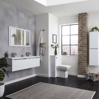 Prestige Kore Wall Mounted 2-Drawer Vanity Unit with Twin Basin 1200mm Wide - Gloss White | Product Image