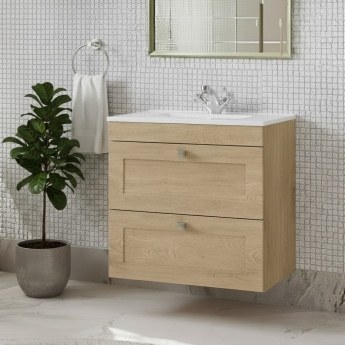 Prestige Merit 600mm 2-Drawer Wall Hung Vanity Unit | Product Image