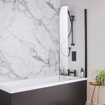 Prestige Nero Black Round Top Bath Screen 1400mm H x 780mm W - 6mm Glass