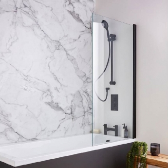 Prestige Nero Black Square Bath Screen 1400mm H x 780mm W - 6mm Glass
