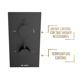 Prestige Nero Round Option 5 Thermostatic Concealed Shower Valve with Handshower and Fixed Head - Matt Black | Product Image