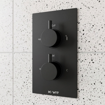 Prestige Nero Round Option 5 Thermostatic Concealed Shower Valve with Handshower and Fixed Head - Matt Black | Product Image