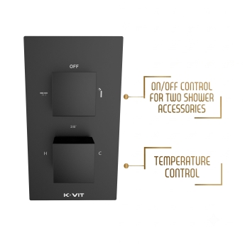 Prestige Nero Square Option 5 Thermostatic Concealed Shower Valve with Handshower and Fixed Head - Matt Black | Product Image