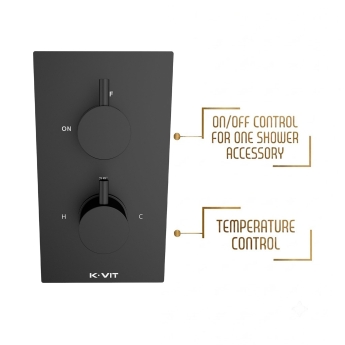 Prestige Nero Round Option 3 Thermostatic Concealed Shower Valve with Adjustable Slide Rail Kit - Matt Black | Product Image