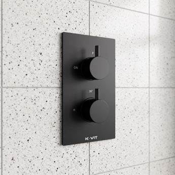 Prestige Nero Round Option 3 Thermostatic Concealed Shower Valve with Adjustable Slide Rail Kit - Matt Black | Product Image
