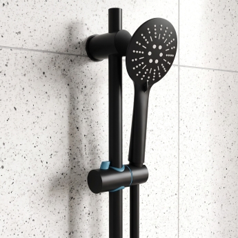 Prestige Nero Round Option 3 Thermostatic Concealed Shower Valve with Adjustable Slide Rail Kit - Matt Black | Product Image
