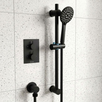 Prestige Nero Round Option 3 Thermostatic Concealed Shower Valve with Adjustable Slide Rail Kit - Matt Black | Product Image