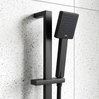Prestige Nero Square Option 3 Thermostatic Concealed Shower Valve with Adjustable Slide Rail Kit - Matt Black | Product Image